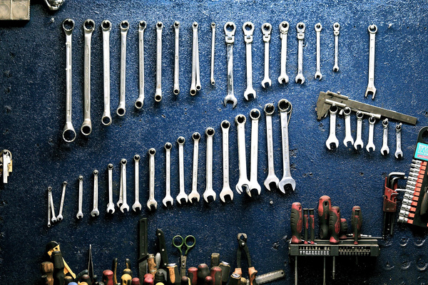 Flat Lay of Work Mechanic Tools